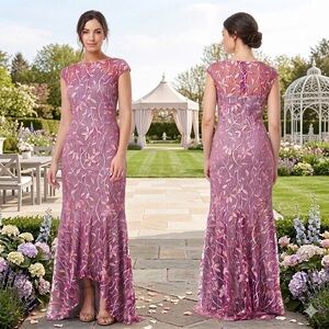 JS Collections April Embroidered High Low Gown Size 6 NWT